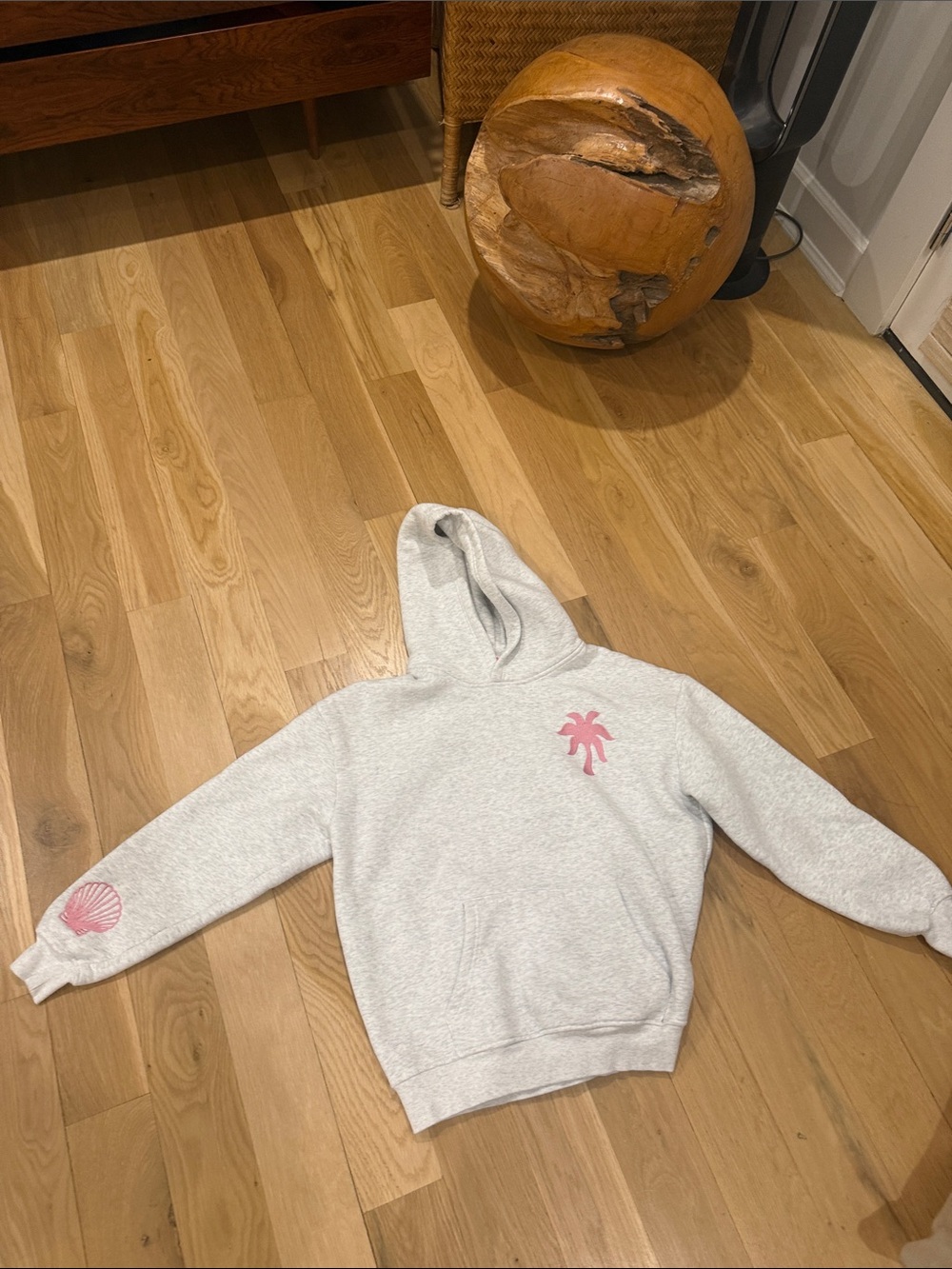 Pink Palm Puff Hibiscus Hoodie Size Small